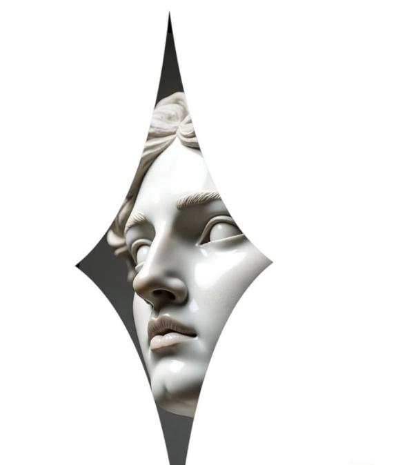 Client reference: marble face in a geometric cutout